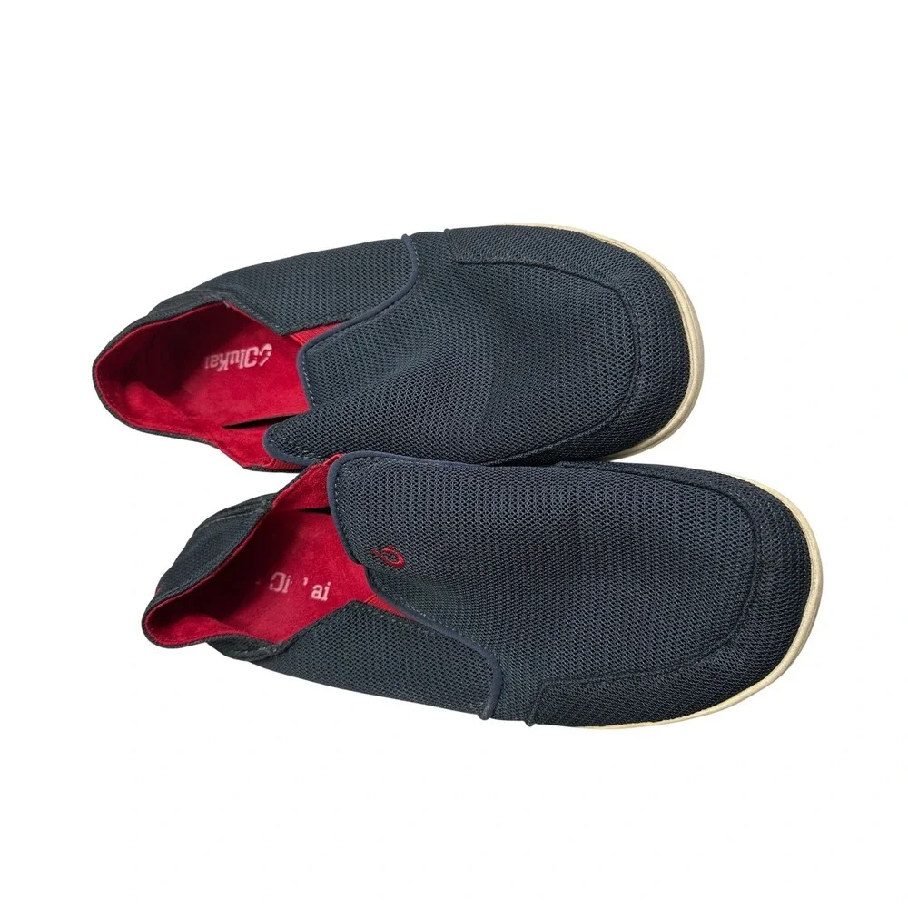 OluKai Nohea Mesh Mens Slip On Shoes Navy Blue Red‎ Loafers Drop In Heel